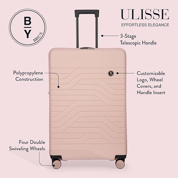 Bric's 30" Expandable Spinner Suitcase - Travel Luggage with TSA-Approved Lock and Hard Shell Exterior - B|Y Ulisse - Pearl Pink
