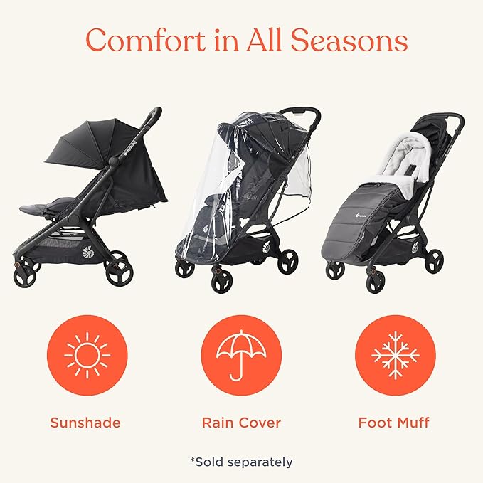 Ergobaby Metro 3 All in One Compact Baby Stroller, Lightweight Travel Stroller, Easy One-Hand Fold for Overhead Airplane Storage (Carries up to 50 lbs), Car Seat Compatible, Natural Beige
