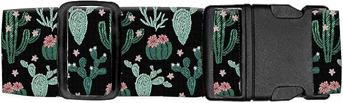 Luggage Straps for Suitcases Travel Belt Accessories, Cute Suitcase Strap, Adjustable Luggage Belt Strap, Heavy Duty with Quick-Release Buckle Luggage Strap Boho Cacti