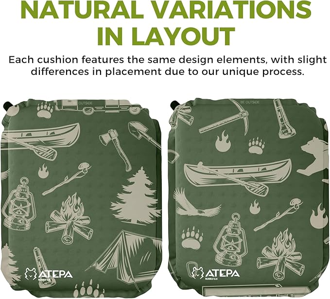 ATEPA Inflatable Stadium Seat Cushion, Self-Inflating Memory Foam Stadium Seats Bleacher Seat Chair Cushion Pad for Airplane Travel Backpacking Sports Events