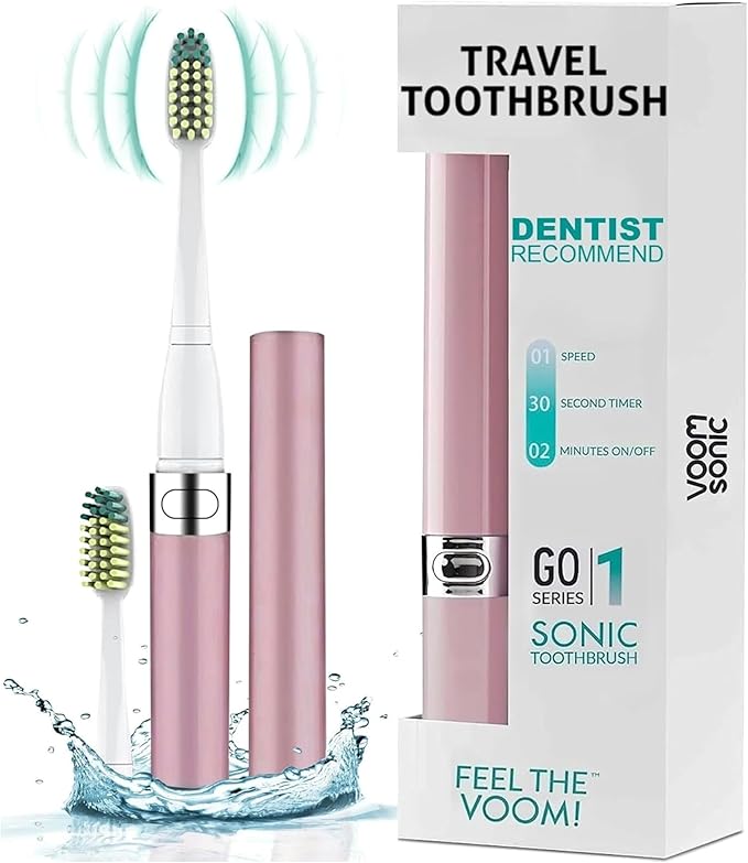 Voom Sonic Go 1 Series Travel Electric Toothbrush (Dentist Recommended) - Battery Operated Toothbrush for Adults & Kids, Sonic Toothbrush, Portable w/ 2 Minute Timer