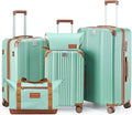 Luggage Set 3 Piece Luggage with PC+ABS Hardshell TSA Lock Spinner Wheels Carry on Lightweight Suitcase，Cup Holder,YKK Zippers (Green, 5 piece sets(20/24/28/DB/TB))