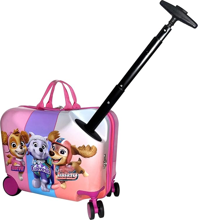 Fast Forward Ride-On 18" Suitcase For Kids/Tow-Along Toddler Carry-On Luggage With Wheels (Paw Patrol-Girls)
