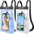 2 Pack Large Waterproof Phone Pouch, Waterproof Phone Case for iPhone 16 15 14 13 Pro Max Galaxy S25 S24 All Devices, IPX8 Double Sealing, Floating Water Proof Bag for Beach Swimming Pool