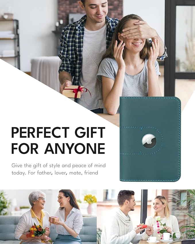 ALLIVE Genuine Leather Passport Holder with Airtag, Travel Must Haves Airport Essentials, Passport Cover Case Travel Gifts