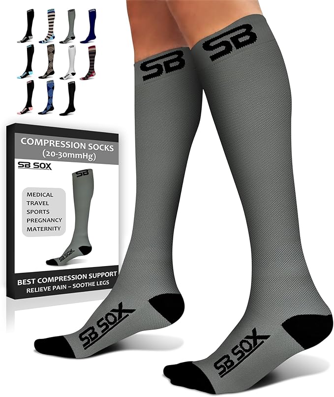 SB SOX Compression Socks for Men & Women (20-30 mmHg) - Best Support Stockings for Travel, Medical, and Sports - Perfect for Everyday Wear