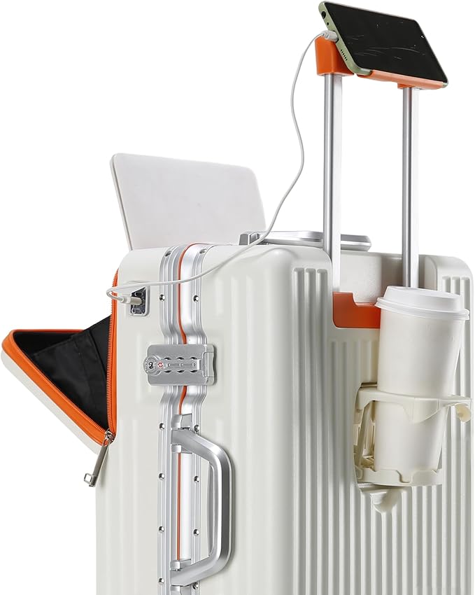 Hard Shell Luggage 20 Inch Travel Luggage, 22x14x9 Airline Approved with TSA Lock, PC+ABS Aluminum Frame, Lightweight Travel Luggage 20'' 24'' 26'' Carry-On (orange, 20 inch)