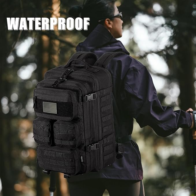 Tactical Backpack for Men, 40/50L Expandable Military Backpack, Waterproof MOLLE Hiking & Camping Rucksack, Assault Pack & Bug Out Bag for Outdoor, Work Backpack