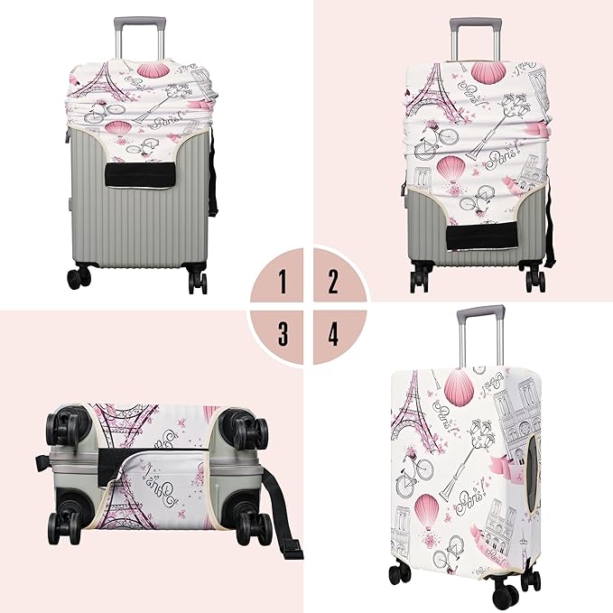 Travel Luggage Cover Suitcase Protector Fits 18-32 Inch Wheel Covers PatternedTravel Related Items Flower Luggage Protector Elastic XL