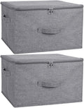 ANMINY 2PCS Storage Bins with Zipper Lids 51.9 Qt Lidded Fabric Storage Boxes Baskets Cubes with Handles Collapsible Washable Cotton Linen Closet Shelf Clothes Organizer - Gray, Extra Large