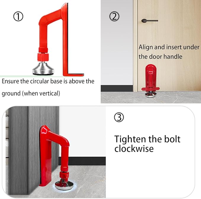 Door Stoppers Security - Portable Door Lock for Travel Anti Theft Door Blocker, Hotel Room Apartment Safety - No Drill Garage Door Brace Devices for Women, Children - Sleep with Peace of Mind