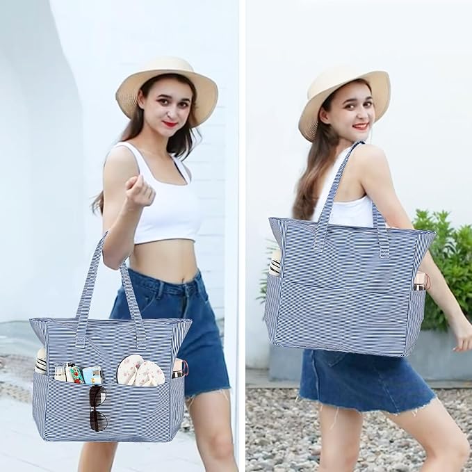 Waterproof Beach Tote Pool Bags for Women Ladies Extra Large Gym Tote Carry On Bag With Wet Compartment for Weekender Travel