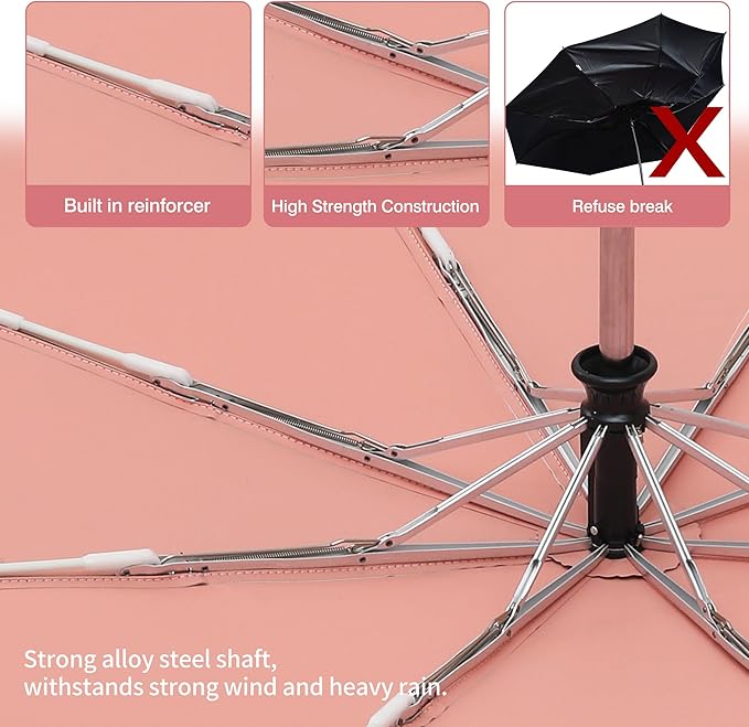 Color Glue Coating Sun Umbrella UV Protection Compact Folding Windproof Parasols Travel Auto Open Close Blocking UV 99.98%