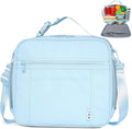 NOL Kids Lunch Bag - Kids 3+ Reusable Insulated Lunch Box with Zipper Closure Buckle Handle Adjustable Long Shoulder Strap, Easy-Clean Waterproof Fabric, Children Lunch Tote Bag for School -Light blue