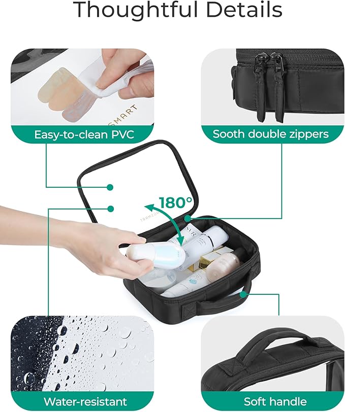 BAGSMART Clear TSA-Approved Toiletry Bag, Puffy Edges Travel Makeup Bag, Large Opening with Handle, Clear Cosmetic Bag with Double Zipper for Women