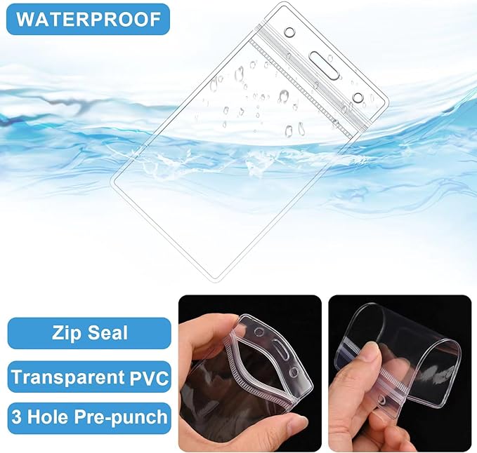 50 Pcs Clear Luggage Tags Bag Tags Holder Identification ID Card Badge Holder with 50 Pcs Clear Luggage Tag Loop Straps for Business Travel and Office Supplies