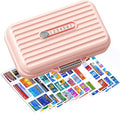 Travel Pill Organizer Box with Medicine Labels, 7 Compartments Portable Pill Case, Daily Medication Organizer Storage Pill Container for Pocket Pharmacy(Pink, L)