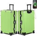 Krute Large Luggage 28 inch Zipperles Suitcase With Spinner Wheels USB Charger Hardside PC Aluminum Frame Luggages Checked Suitcases with TSA Lock (1 Piece)
