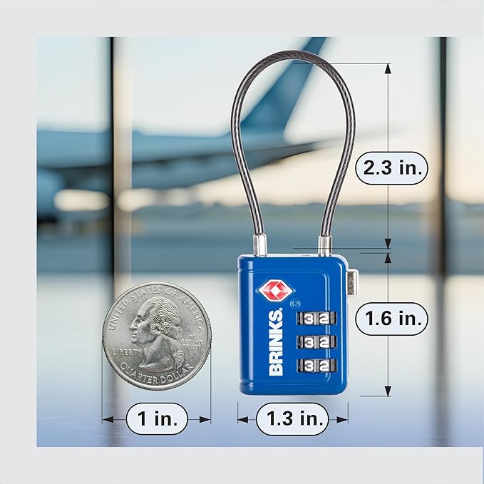 Brinks TSA Accepted Indicator Luggage Lock, Blue - Ressetable Combination, 2.5 inch Long Shackle, New More Secure TSA008 Key, 4 Pack