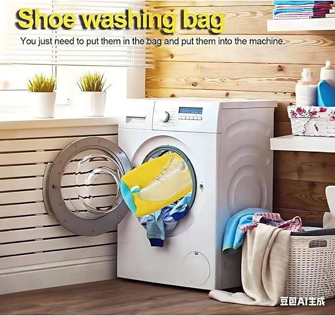 mcdhhemoShoe Washing Machine Bag, Sneaker Laundry Shoe Bag for Washer and Dryer, Durable Mesh Laundry Bags for Delicates Shoes Washing Bag with Side Zip, Reusable Shoe Bag for Gym Shoes(Yellow） (1)