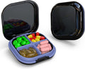 Daily Pill Organizer 4 Compartments, Small Pill Box Portable Travel Pill Case, Mini Pill Container for Purse Pocket, Compact Travel Medicine Organizer for Vitamin, Cod Liver Oil, Supplement