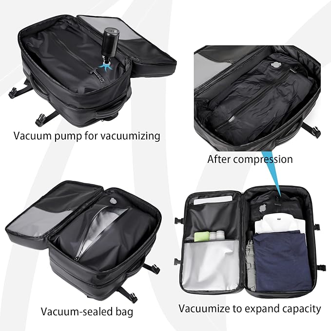 Vacuum-sealed travel computer backpack, Water-Resistant, With vacuum pump, Multiple Compartments, Anti-theft combination lock (Grey)