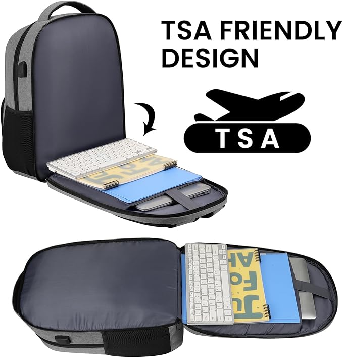 BIKROD Backpack for Men and Women, School Backpacks Water Resistant Back Pack with USB Charging Port, TSA Travel Backpack, Business Anti Theft Sturdy Computer Bag Gifts Fits 17.3 Inch Laptop, Grey