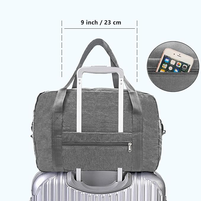 15 Inch Small Carry On Bags for Airplanes Spirit Airlines Personal Item Bag Underseat Foldable Travel Duffle Gym Bags for Women Men(20L, Dark Grey)