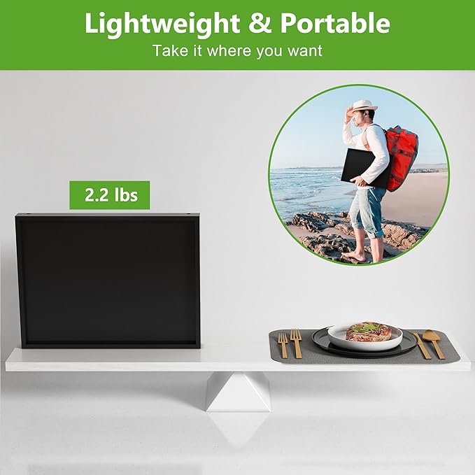Bed Tray Table with Folding Legs,Bamboo Breakfast in Bed for Kitchen Serving Tray,Sofa,Used As Laptop Desk Snack Breakfast Tray (Black, Large)