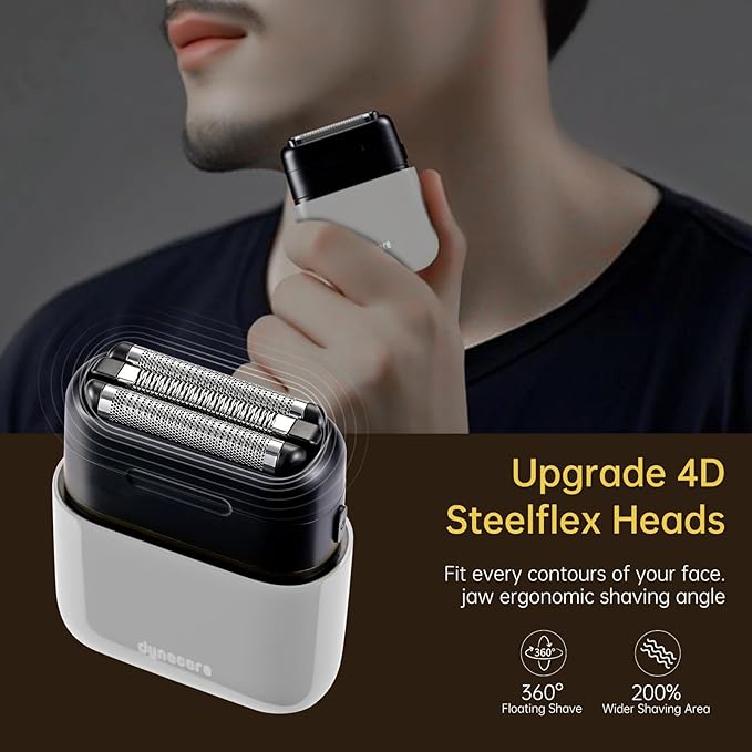 Mini Steel Electric Foil Shavers for Men: Upgraded Mini Electric Razor– Portable Travel Shaver with IPX7 Waterproof, Ultra-Long BatteryLife, and Triple Blade Technology Mini Razor (Storm Gray)