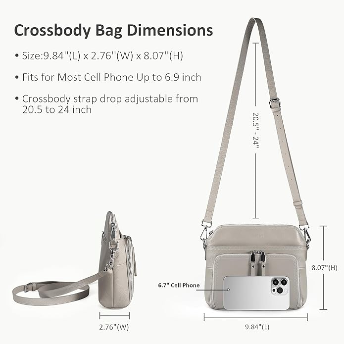 befen Genuine Leather Crossbody Purses for Women, Women's Small Crossbody Shoulder Bag with Built in RFID Wallet