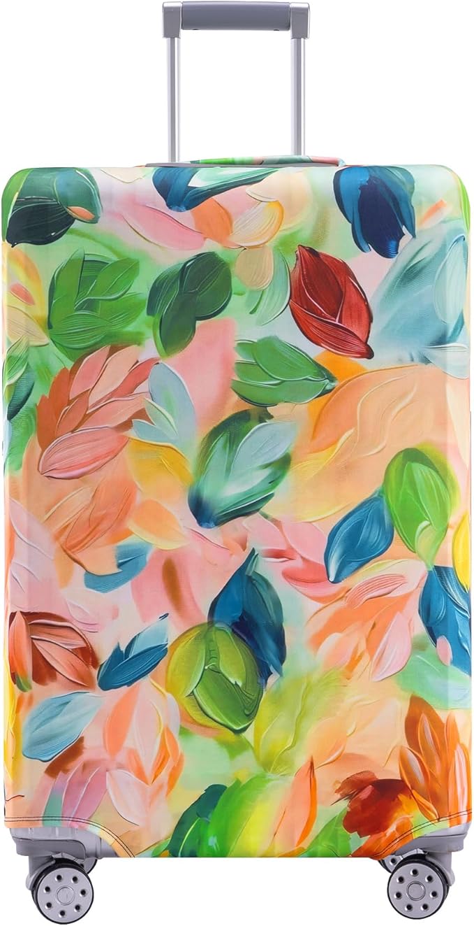 Travelkin Luggage Covers For Suitcase Tsa Approved,Suitcase Cover Protector Fit 18-32 Inch Luggage (Coloured Leaves, L)