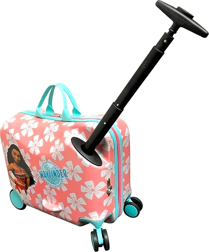Fast Forward Ride-On 18" Suitcase For Kids/Tow-Along Toddler Carry-On Luggage With Wheels (Moana)