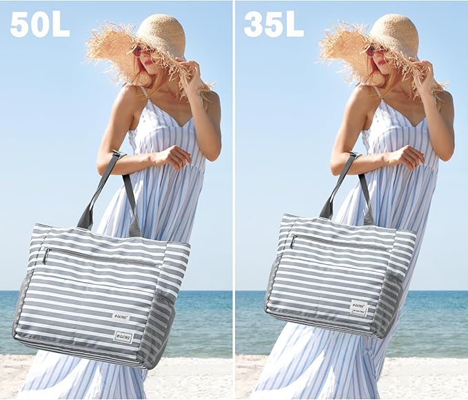 G4Free Beach Bag, Waterproof Sandproof Beach Tote Bag, Large Capacity Foldable for Women