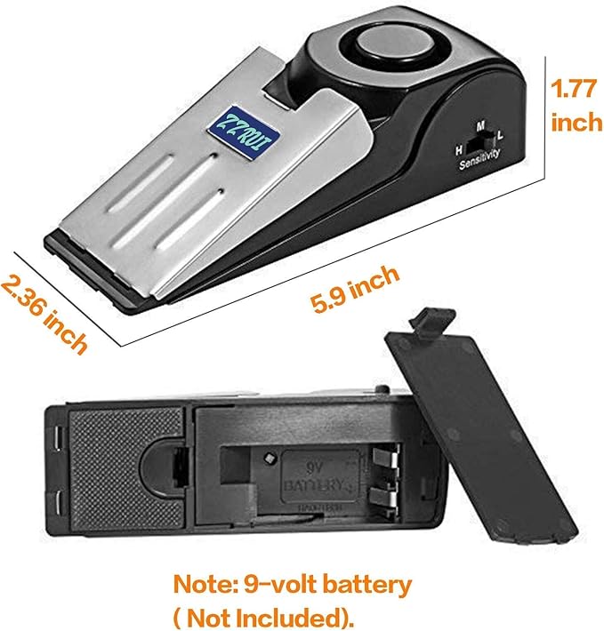 ZZRUI Door Stop Alarm with 120dB Siren, Portable Wedge Door Stopper Security Alarm for Travel, Home, Apartment, Hotel, Entry Alert & Self Defense Device – 1 Pack