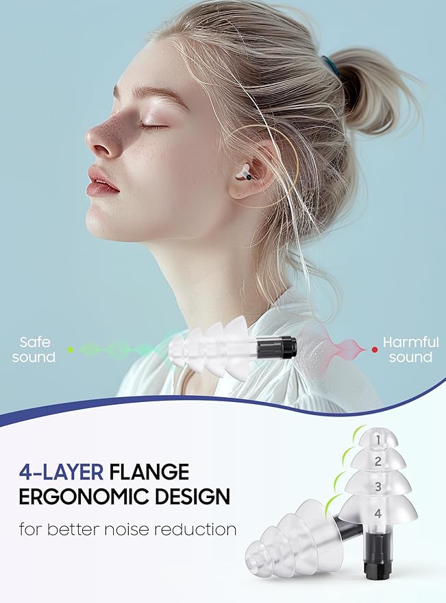 Ear Plugs for Airplane Pressure Relief, 2 Pairs Adults Soft Silicone Reusable Airplane Earplugs 26dB, with Silicone Connector Cord, Travel Essentials for Flying, Ear Protection Earplugs for Plane