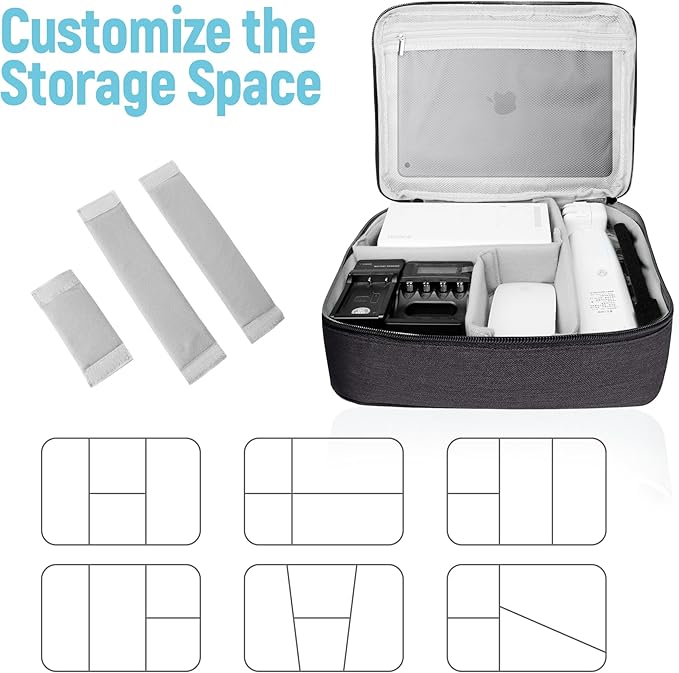 Electronics Travel Organizer, Large Double Layer Portable Waterproof Travel Organizer Bag for Charging Cable Storage, Ipad, Power Bank, Hard Drive etc, for Travel, Business ,5pcs Cable