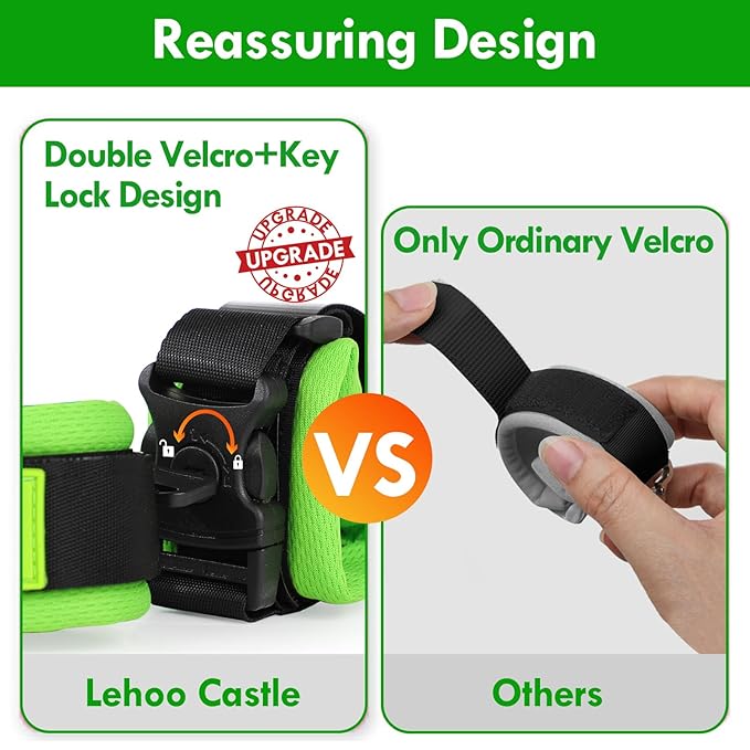 Lehoo Castle Toddler Leash for 1-5 Years, Baby Safety Harness for Boys with Anti-Lost Key Lock & Adjustable Strap, 3-in-1 Wrist Leash and Kids Backpack Harness for Walking Travel (Dinosaur)