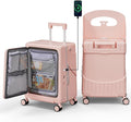 20" Hardshell Carry On Suitcase with Seat for Kids & Adults,Travel Luggage with Front Pocket & 4 Lockable Spinner Wheels, TSA Lock, USB Port, Luggage Cover, Safty Seatbelt
