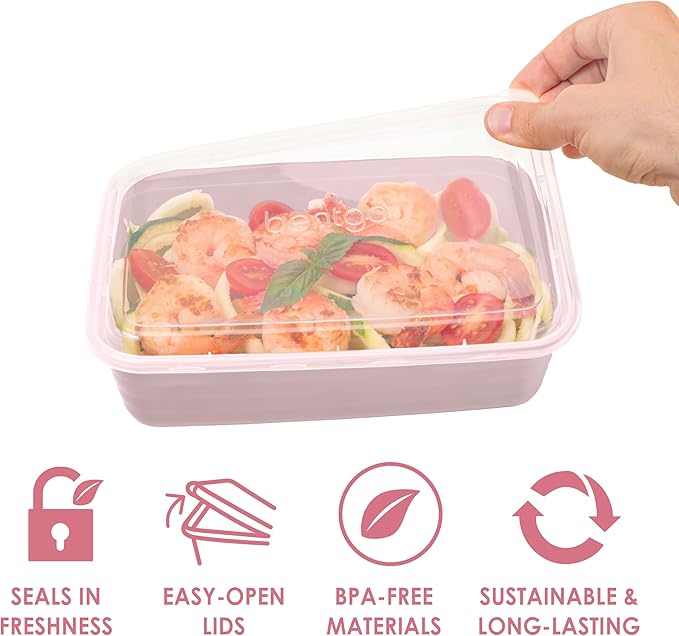 Bentgo 20-Piece Lightweight, Durable, Reusable BPA-Free 1-Compartment Containers - Microwave, Freezer, Dishwasher Safe - Blush Pink