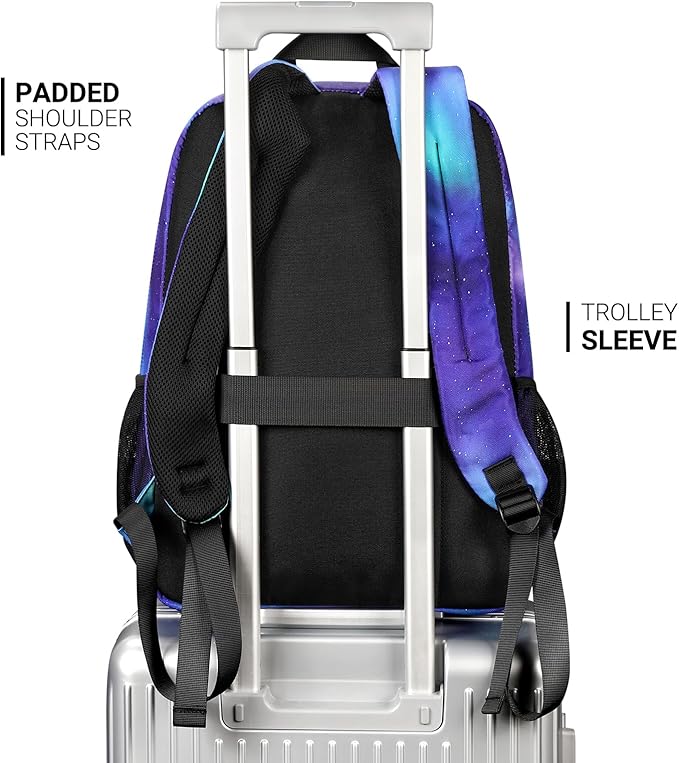 ZORFIN 26L Backpack for College, and Travel: Water Resistant Bookbag - Night Aurora SkyBlue
