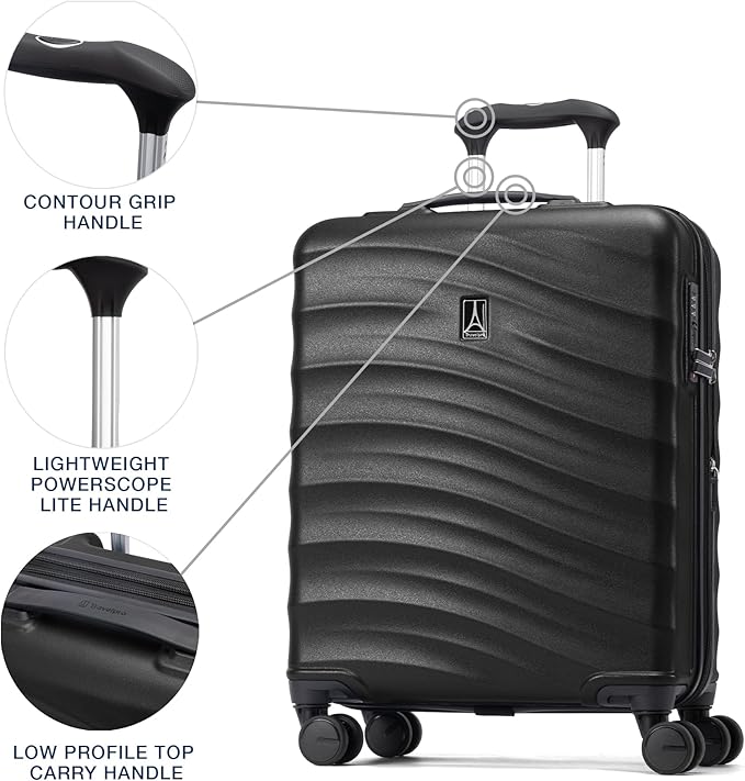Travelpro Maxlite Air V2 Hardside Expandable Carry on Luggage, 8 Spinner Wheels, Lightweight Hard Shell Suitcase, TSA lock, Black, International Carry On 18-Inch