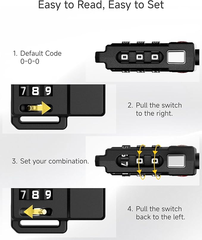 LUGGEX TSA Locks for Luggage, Suitcase Locks TSA Approved, Luggage Locks, Ease of Use & Durable