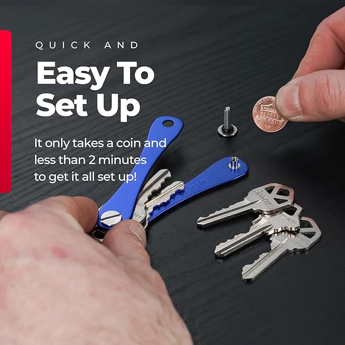 KEYSMART Key Holder for Keychain - Compact Key Organizer for Key Chain, Minimalist Clutter-Free EDC Keychains Key Ring, Blue, 14 Keys