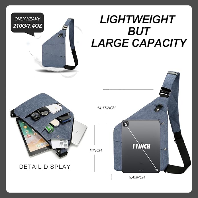 Anti Theft Crossbody Travel Bags for Women Men Cross Body Slim Sling Handbags with S Hook Antitheft