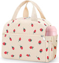 Lunch Bag Lunch Box for Women Adults Men, Cute Strawberry Corduroy Insulated Reusable Work Leakproof Simple Large Lunch Boxes Tote Bag Cooler Bag