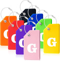 8 Pcs Luggage Tags for Suitcases, 26 Initial Letter Travel Luggage Baggage Identification Labels ID Tags Fully Bendable Tags with Stainless Steel Loop (Letter G, Colorful)