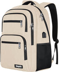 Backpck for Women, School backpacks for Girls Boys Teen, 15.6 inch Laptop Back Packs with USB Charger Port, Mochilas for Business, College, Beige