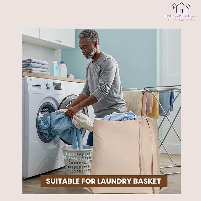 LFH Home Large Premium 100% Cotton Canvas Laundry Bag with Drawstring and Handles Heavy Duty, Multi-Use, and Washable for Home, Travel, College or Storage 28x40 (Pack of 4)-Natural