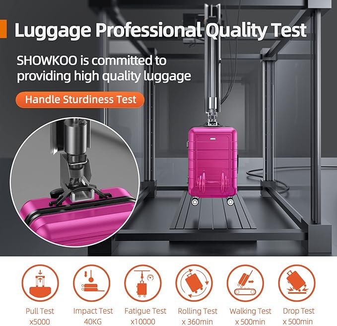 SHOWKOO Luggage Sets Expandable PC+ABS Durable Suitcase Sets Double Wheels TSA Lock Megenta 3pcs